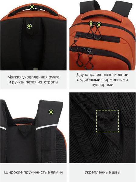 Изображение товара Школьный рюкзак Grizzly RU-630-2 (черный/коричневый)