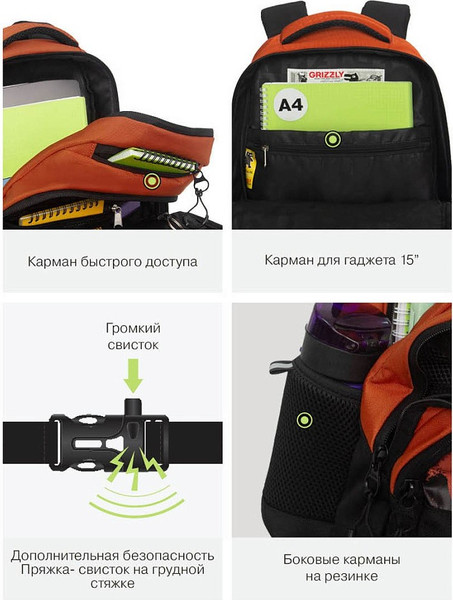 Изображение товара Школьный рюкзак Grizzly RU-630-2 (черный/коричневый)