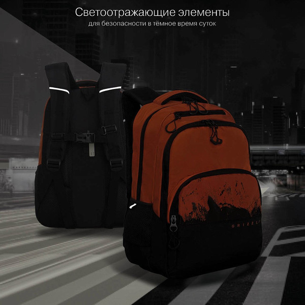 Изображение товара Школьный рюкзак Grizzly RU-630-2 (черный/коричневый)