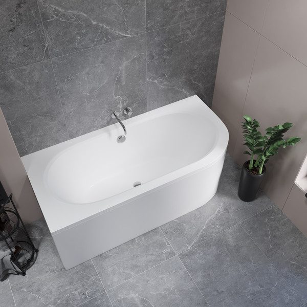 Изображение товара Ванна акриловая Lauter Bliss 170 L / 21201071L (с каркасом, лицевым экраном белого цвета и сифоном 21Y31002 белый)