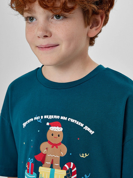 Изображение товара Пижама детская Mark Formelle 563337 (р.146-72-63, зеленый/праздничные печеньки на зеленом)