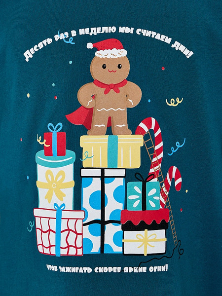 Изображение товара Пижама детская Mark Formelle 563337 (р.152-76-66, зеленый/праздничные печеньки на зеленом)