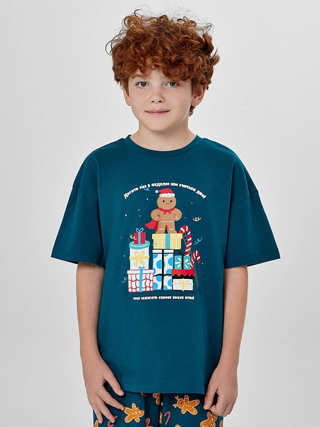 Изображение товара Пижама детская Mark Formelle 563337 (р.158-80-69, зеленый/праздничные печеньки на зеленом)
