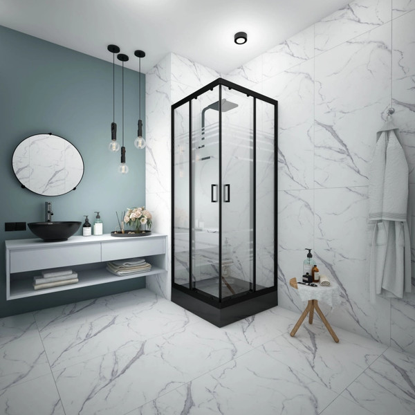 Изображение товара Душевой уголок МетаКам City Trend Black 80x80 / KKS_016835 (черный/текстурированное стекло)