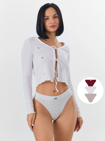 Изображение товара Комплект женских трусов Mark Formelle 412542-3 (р.102, серый меланж 4306-А-1/декор)