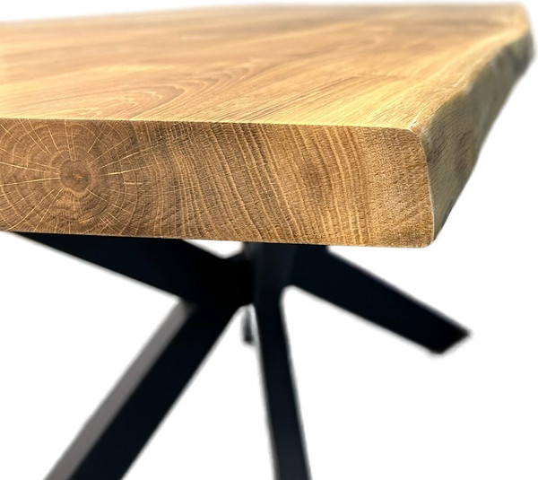 Изображение товара Обеденный стол Iva-Wood 140x80 Натуральный дуб (край натуральный, подстолье металл паук)