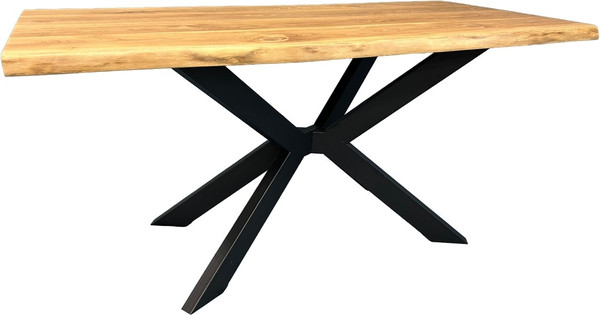 Изображение товара Обеденный стол Iva-Wood 140x80 Натуральный дуб (край натуральный, подстолье металл паук)