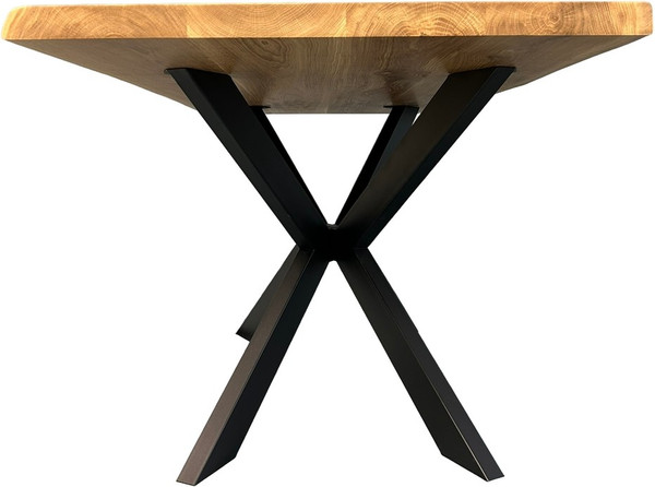 Изображение товара Обеденный стол Iva-Wood 140x80 Натуральный дуб (край натуральный, подстолье металл паук)