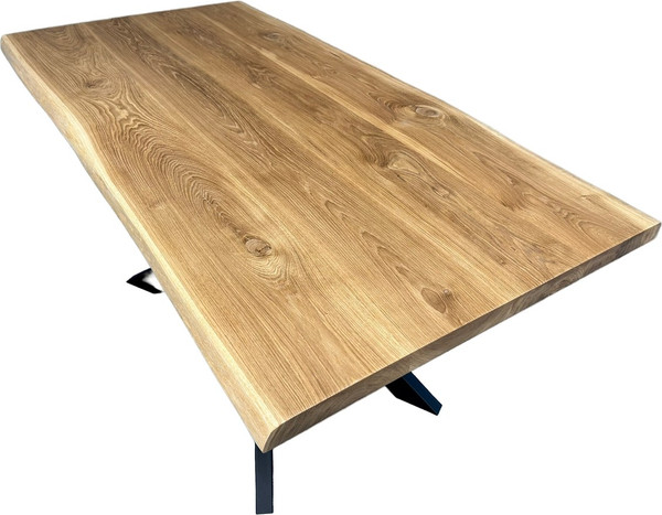 Изображение товара Обеденный стол Iva-Wood 160x80 Натуральный дуб (край натуральный, подстолье металл паук)