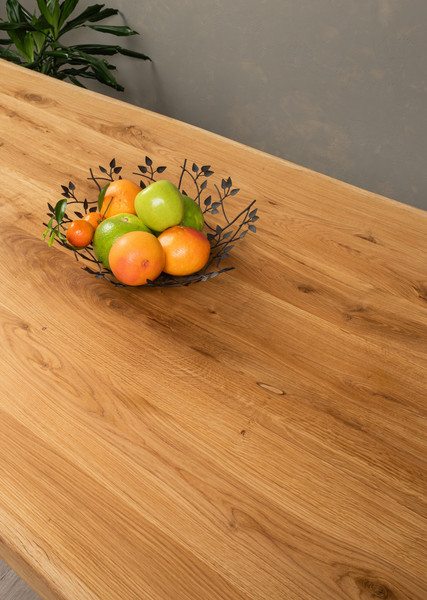 Изображение товара Обеденный стол Iva-Wood 160x80 Натуральный дуб (край натуральный, подстолье металл паук)