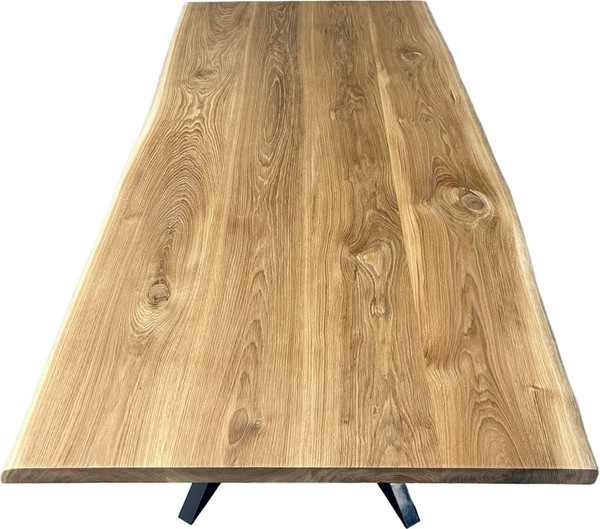 Изображение товара Обеденный стол Iva-Wood 160x80 Натуральный дуб (край натуральный, подстолье металл паук)