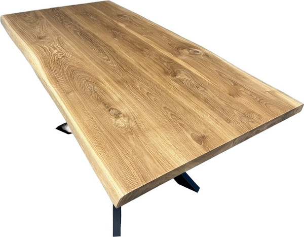 Изображение товара Обеденный стол Iva-Wood 160x80 Натуральный дуб (край натуральный, подстолье металл паук)