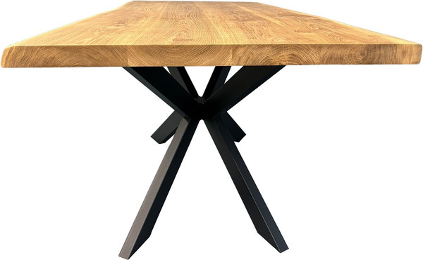 Изображение товара Обеденный стол Iva-Wood 180x80 Натуральный дуб (край натуральный, подстолье металл паук)