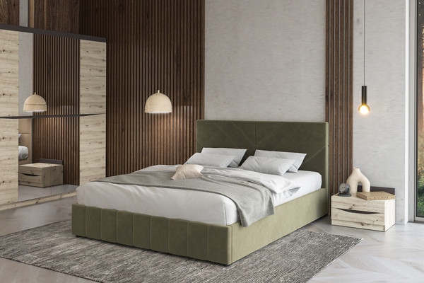 Изображение товара Полуторная кровать Bravo Мебель Нельсон Линия 120х200 с ПМ стандарт 1 вариант (тростниковый)