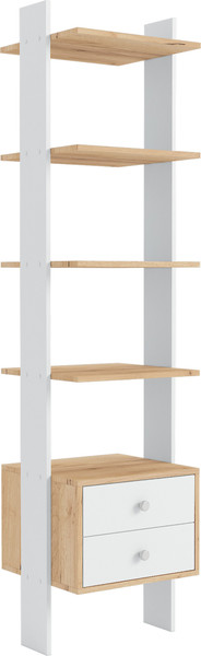 Изображение товара Стеллаж Генезис Мебель с ящиками (белый/дуб золотой)