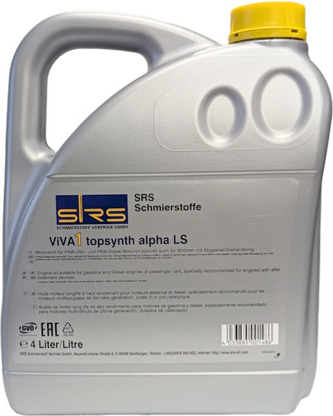 Изображение товара Моторное масло SRS Viva 1 Topsynth Alpha LS 5W40 (4л)