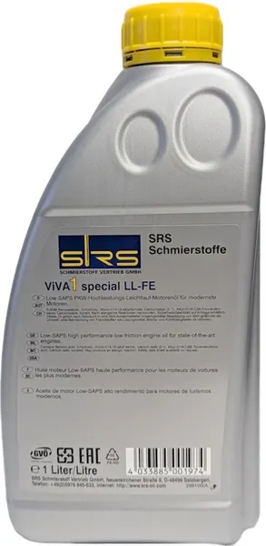 Изображение товара Моторное масло SRS Viva 1 Special LL-FE 0W20 (1л)
