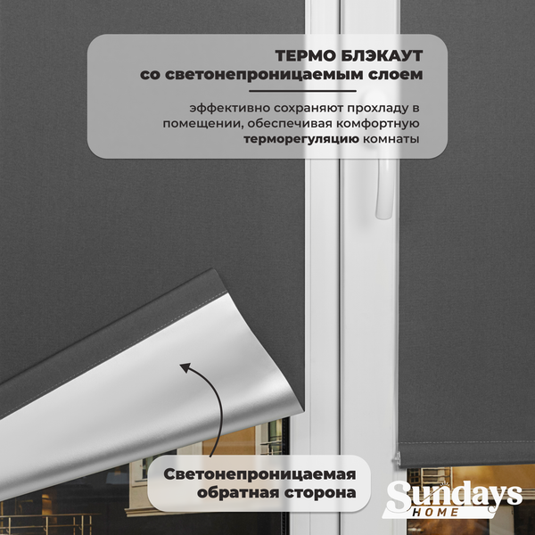 Изображение товара Рулонная штора Sundays Home LM 167-07 52х160 (темно-серый)