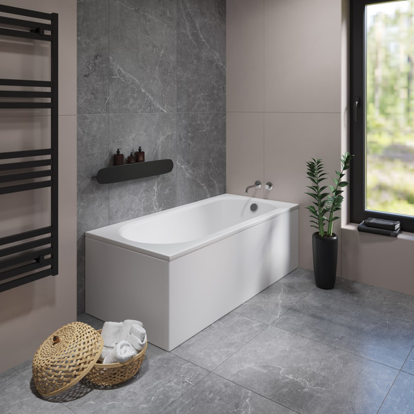 Изображение товара Ванна акриловая Lauter Haven 150 / 21202005 (с ножками, лицевым экраном белого цвета и сифоном 21Y31002 белый)