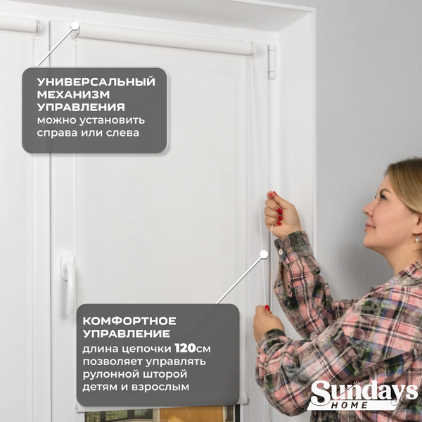 Изображение товара Рулонная штора Sundays Home Санскрин SS 1300-01 64х215 (белый)