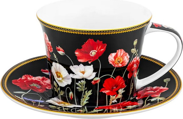 Изображение товара Набор для чая/кофе Elan Gallery Маки на черном New Bone China / 420673_2