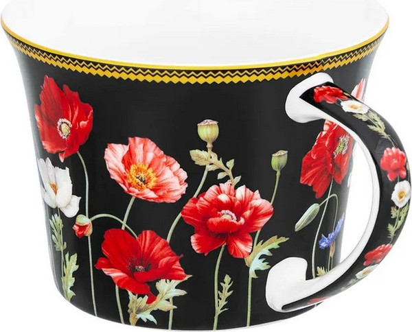 Изображение товара Набор для чая/кофе Elan Gallery Маки на черном New Bone China / 420673_2