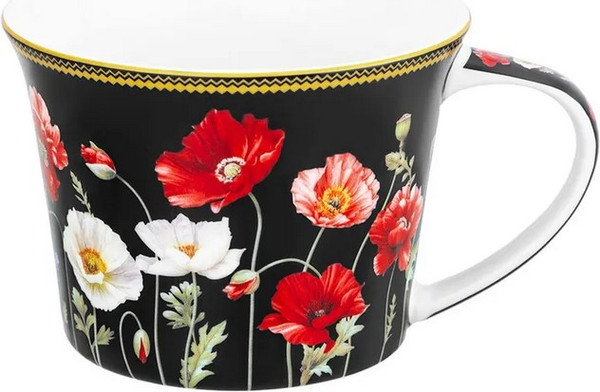 Изображение товара Набор для чая/кофе Elan Gallery Маки на черном New Bone China / 420673_6