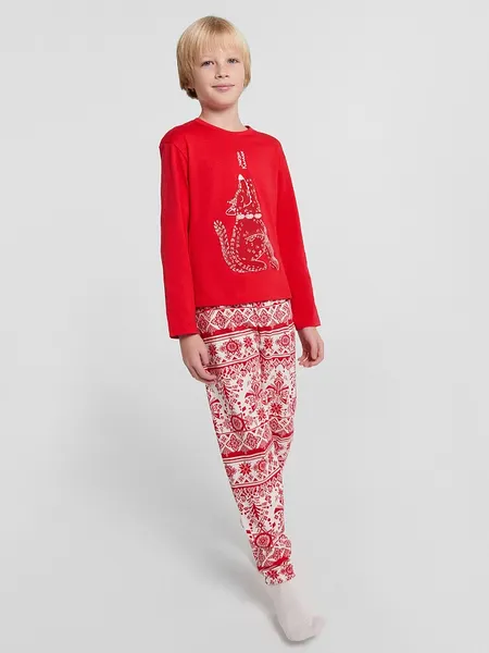 Изображение товара Пижама детская Mark Formelle 563323 (р.110-56-51, красный/новогодний орнамент)