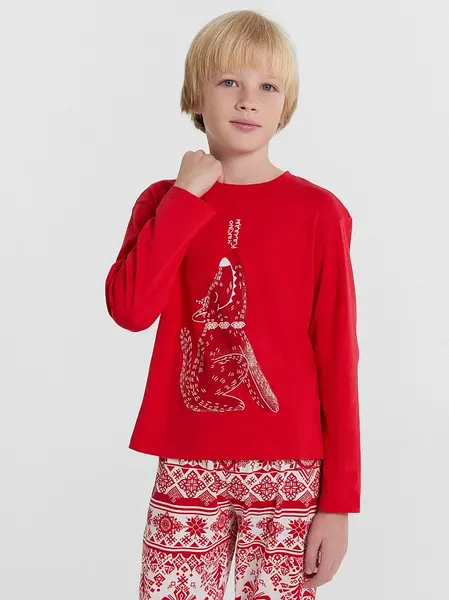 Изображение товара Пижама детская Mark Formelle 563323 (р.116-60-54, красный/новогодний орнамент)