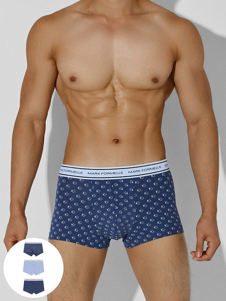 Изображение товара Комплект мужских трусов Mark Formelle 411124-3 (р.82-92, узор на джинсовом/светло-голубой/джинсовый)