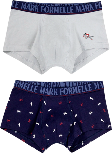 Изображение товара Комплект мужских трусов Mark Formelle 411188-2 (р.90-100, светло-серый/лошади на темно-синем)