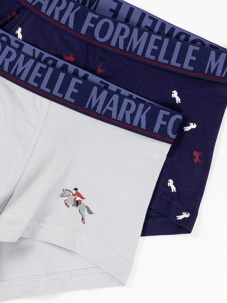Изображение товара Комплект мужских трусов Mark Formelle 411188-2 (р.98-108, светло-серый/лошади на темно-синем)