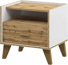 Изображение товара Прикроватная тумба ELVA Нодо NEM01T-1S-500/400/540 (01) (дуб вотан/белый)