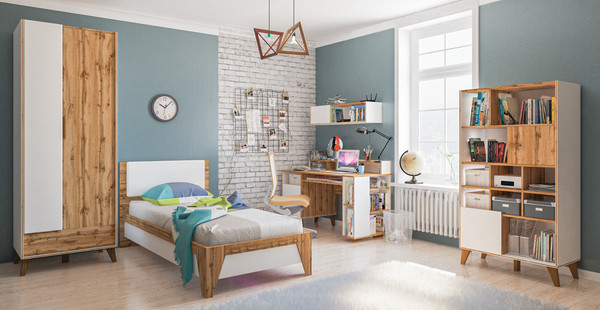 Изображение товара Шкаф ELVA Нодо NEM01HP-2D1S-800/620/2000 (01) (дуб вотан/белый)