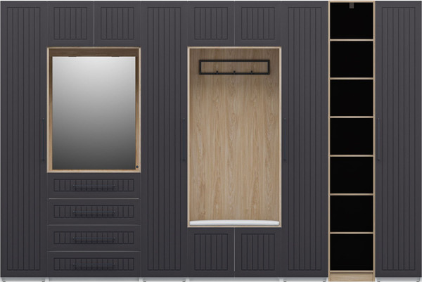 Изображение товара Секция в прихожую ELVA Брис NEM02HS-4D-800/450/2400 (19) (дуб прованс/графит)