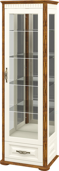 Изображение товара Шкаф с витриной ELVA Лазаро NEM03HS-1V1S-640/2000/480 (26) (крем/дуб кантри)