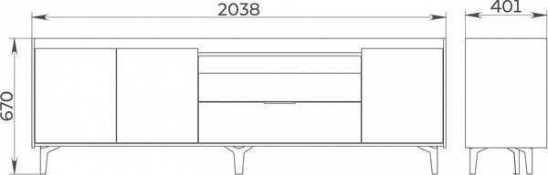 Изображение товара Тумба ELVA Эссен NEM04T-3D2S-2040/400/670 (29) (металл бруклин/лунный камень)