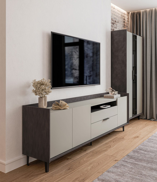 Изображение товара Тумба ELVA Эссен NEM04T-3D2S-2040/400/670 (29) (металл бруклин/лунный камень)