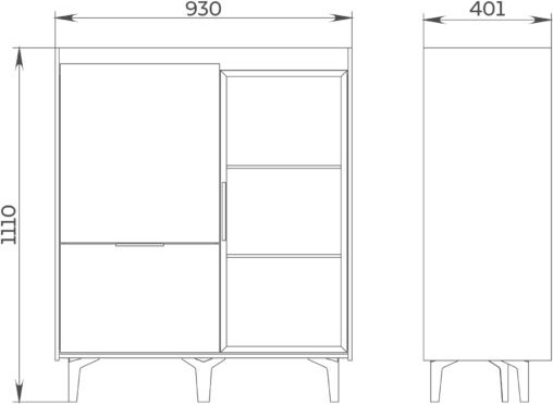 Изображение товара Тумба ELVA Эссен NEM04T-1D1V1S-930/400/1110 (29) (металл бруклин/лунный камень)