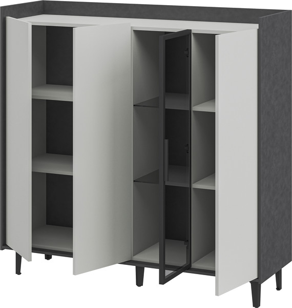 Изображение товара Шкаф с витриной ELVA Эссен NEM04HS-3D1V-1360/400/1310 (29) (металл бруклин/лунный камень)