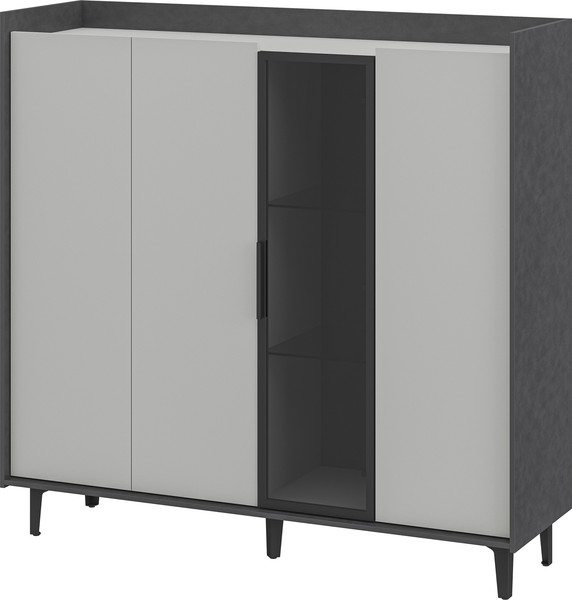 Изображение товара Шкаф с витриной ELVA Эссен NEM04HS-3D1V-1360/400/1310 (29) (металл бруклин/лунный камень)