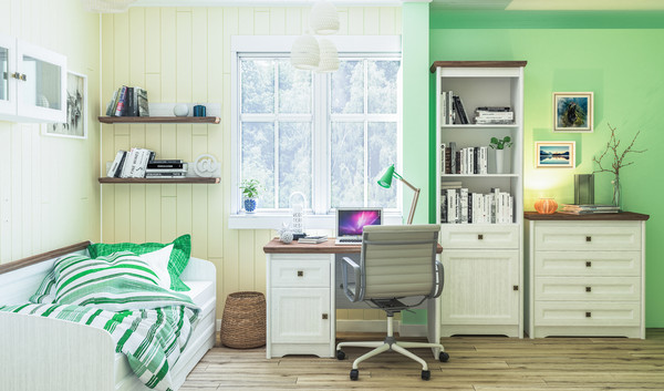 Изображение товара Письменный стол ELVA Вилла NEM07SP-1D1S-1200/600/760 (04) (белый/дуб стирлинг)