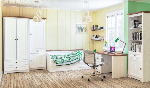 Изображение товара Письменный стол ELVA Вилла NEM07SP-1D1S-1200/600/760 (04) (белый/дуб стирлинг)