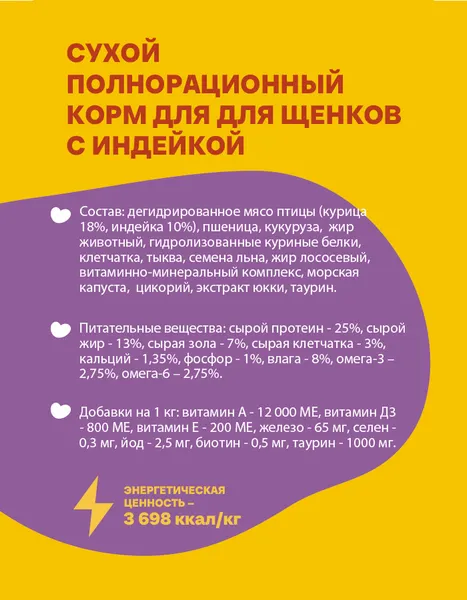 Изображение товара Сухой корм для собак Хаппи Лаппи Для щенков индейка (600г)