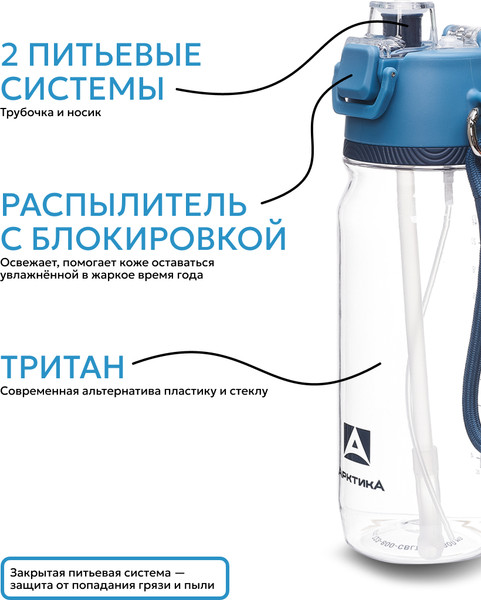 Изображение товара Бутылка для воды Арктика 723-800-CBLT (нордик)