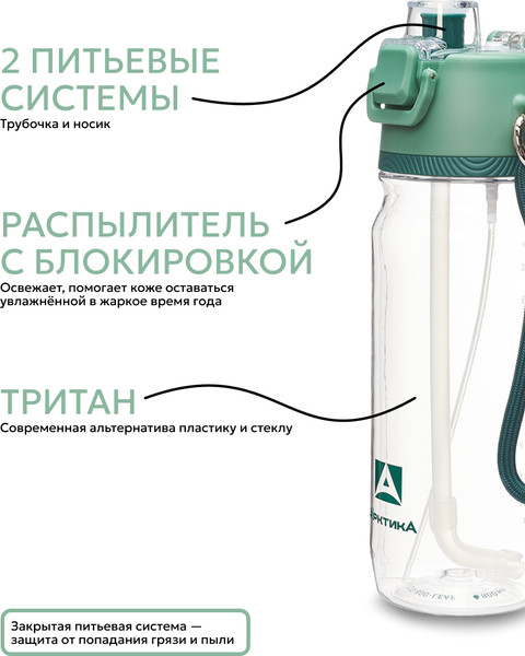 Изображение товара Бутылка для воды Арктика 723-800-LEAF (хвоя)