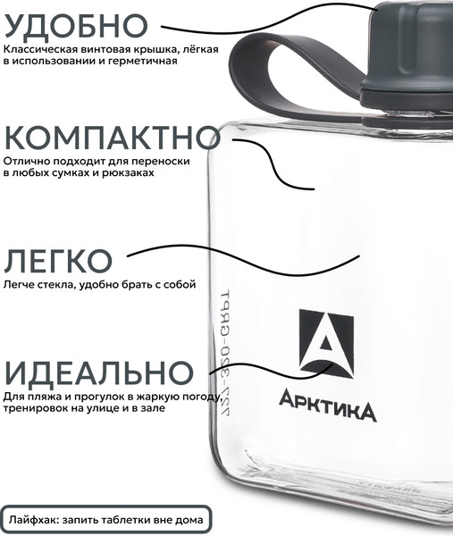 Изображение товара Бутылка для воды Арктика 727-320-GRPT (графит)