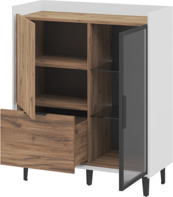 Изображение товара Тумба ELVA Эссен NEM04T-1D1V1S-930/400/1110 (31) (белый матовый/дуб элисон)