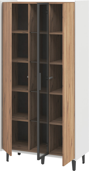 Изображение товара Шкаф с витриной ELVA Эссен NEM04HS-2D1V-930/400/1840 (31) (белый матовый/дуб элисон)