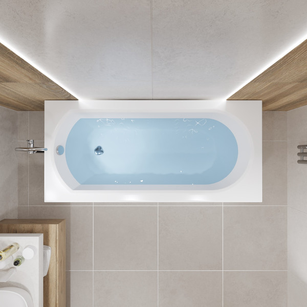 Изображение товара Ванна акриловая Lauter Haven 170 / 21202007 (с ножками, лицевым экраном белого цвета и сифоном 21Y11022 белый)